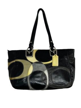 Coach Black Patent Leather Inlaid C Patchwork Tote Bag F17127